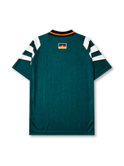 Germany 1996 away jersey in green with white sweeping stripes