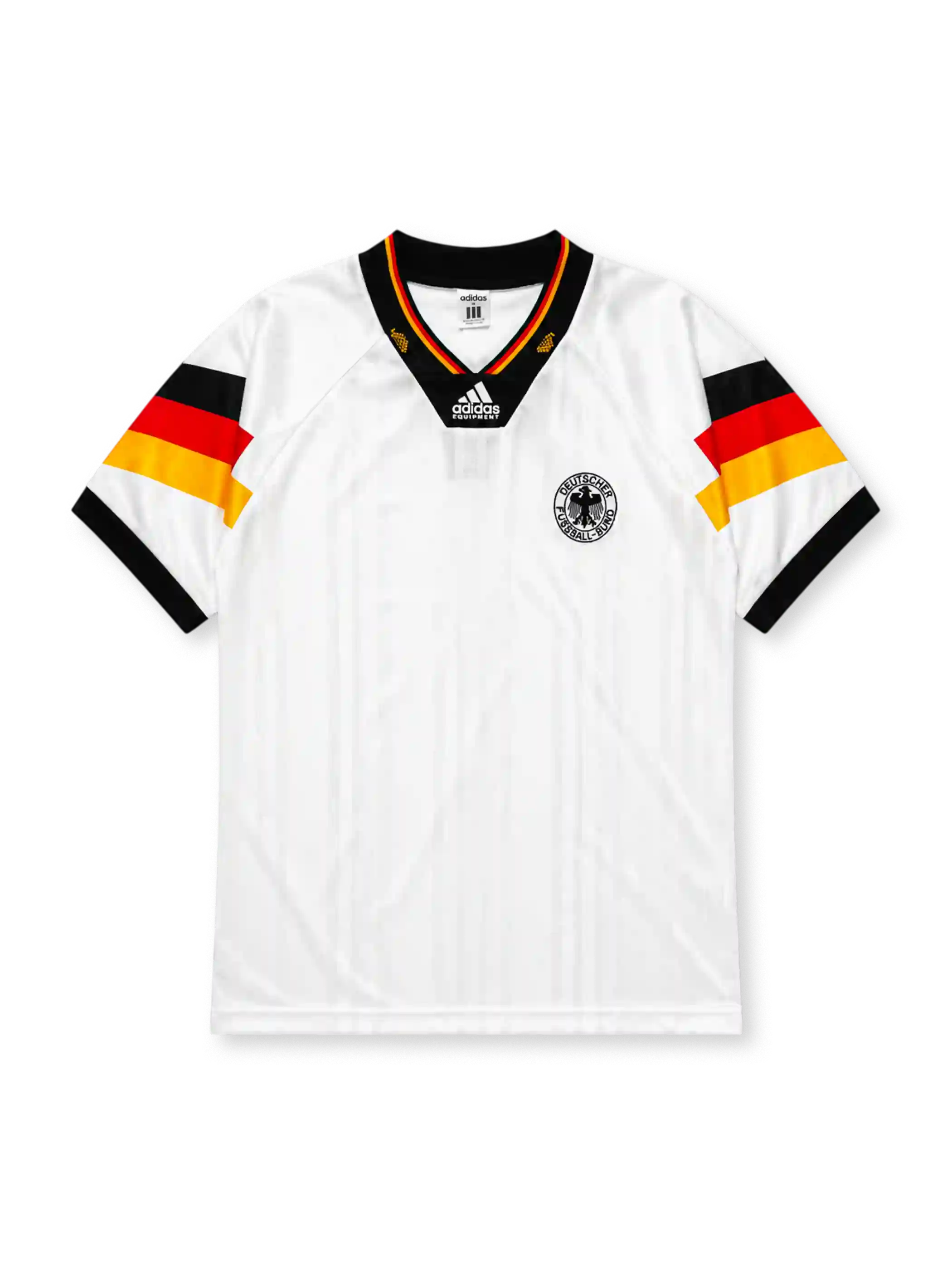 Germany 1992 home jersey with black, red, and gold sleeve bands