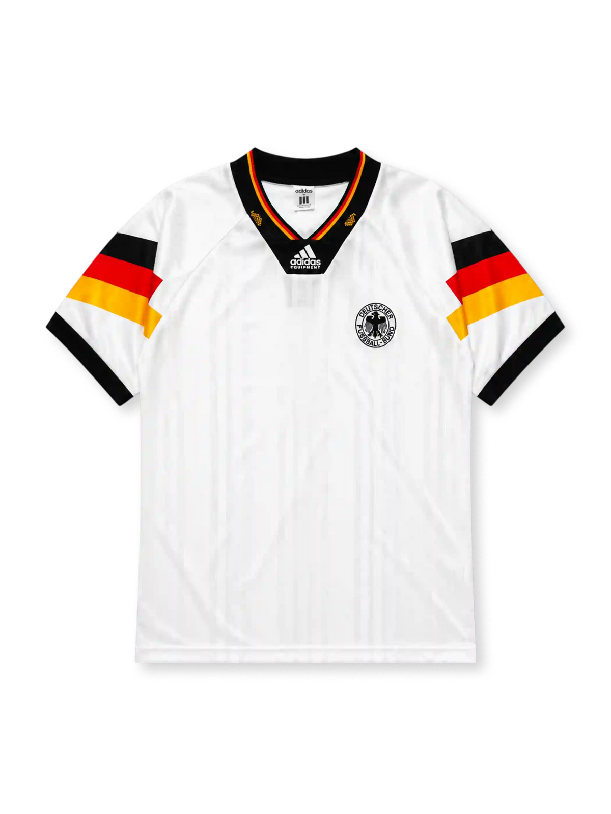 Germany 1992 home jersey with black, red, and gold sleeve bands