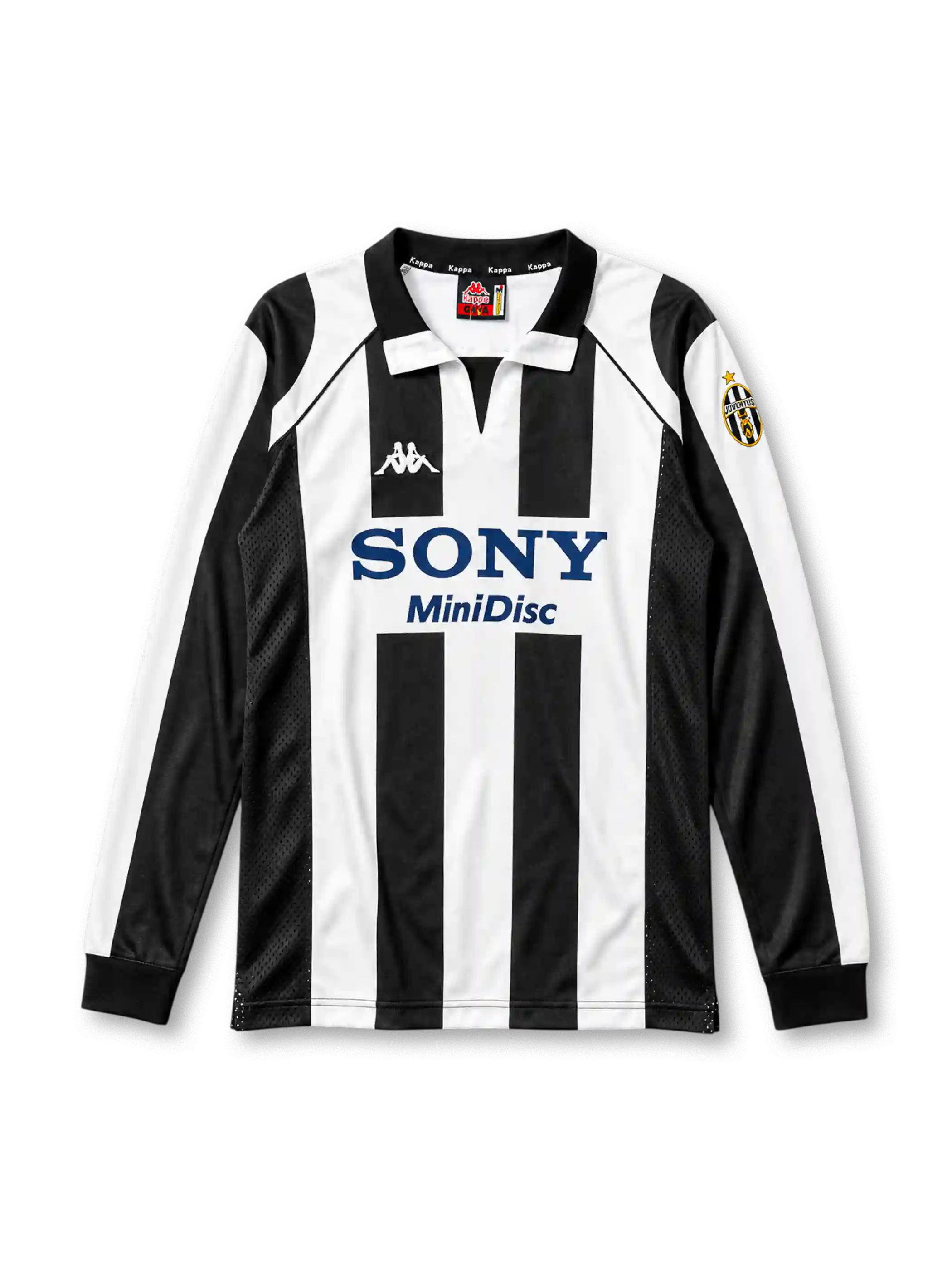 Juventus 1997-98 long sleeve home jersey in black and white stripes