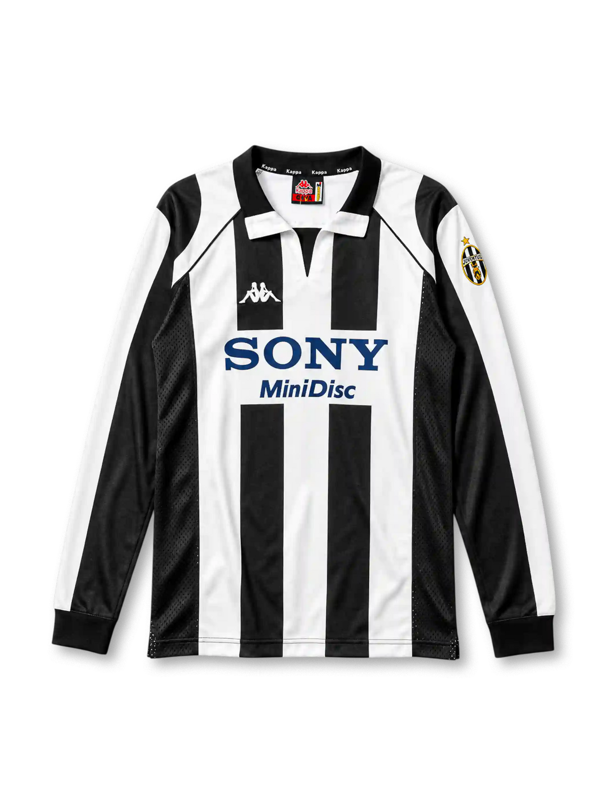 Juventus 1997-98 long sleeve home jersey in black and white stripes