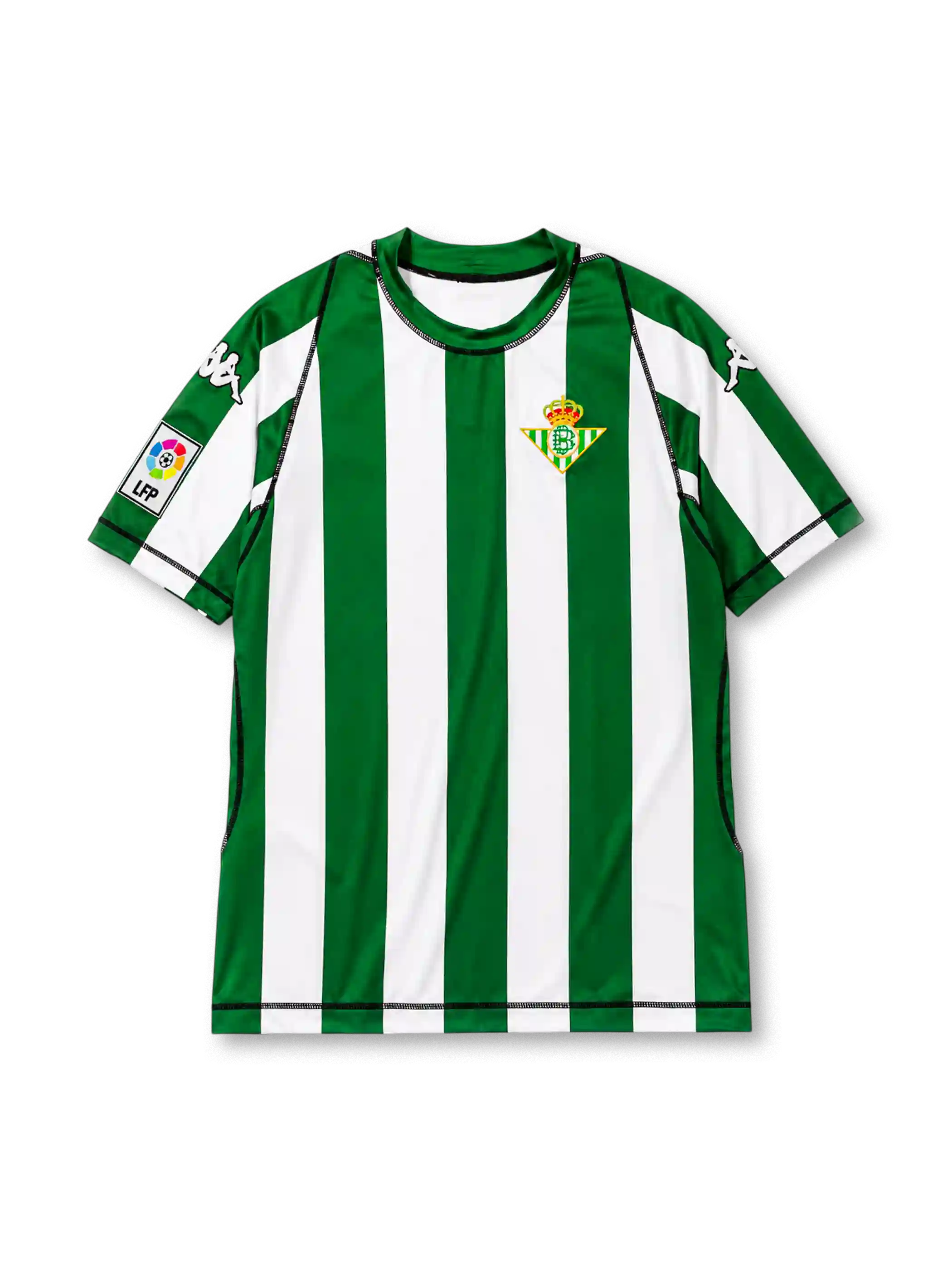 Real Betis 2003-04 home jersey in green and white stripes