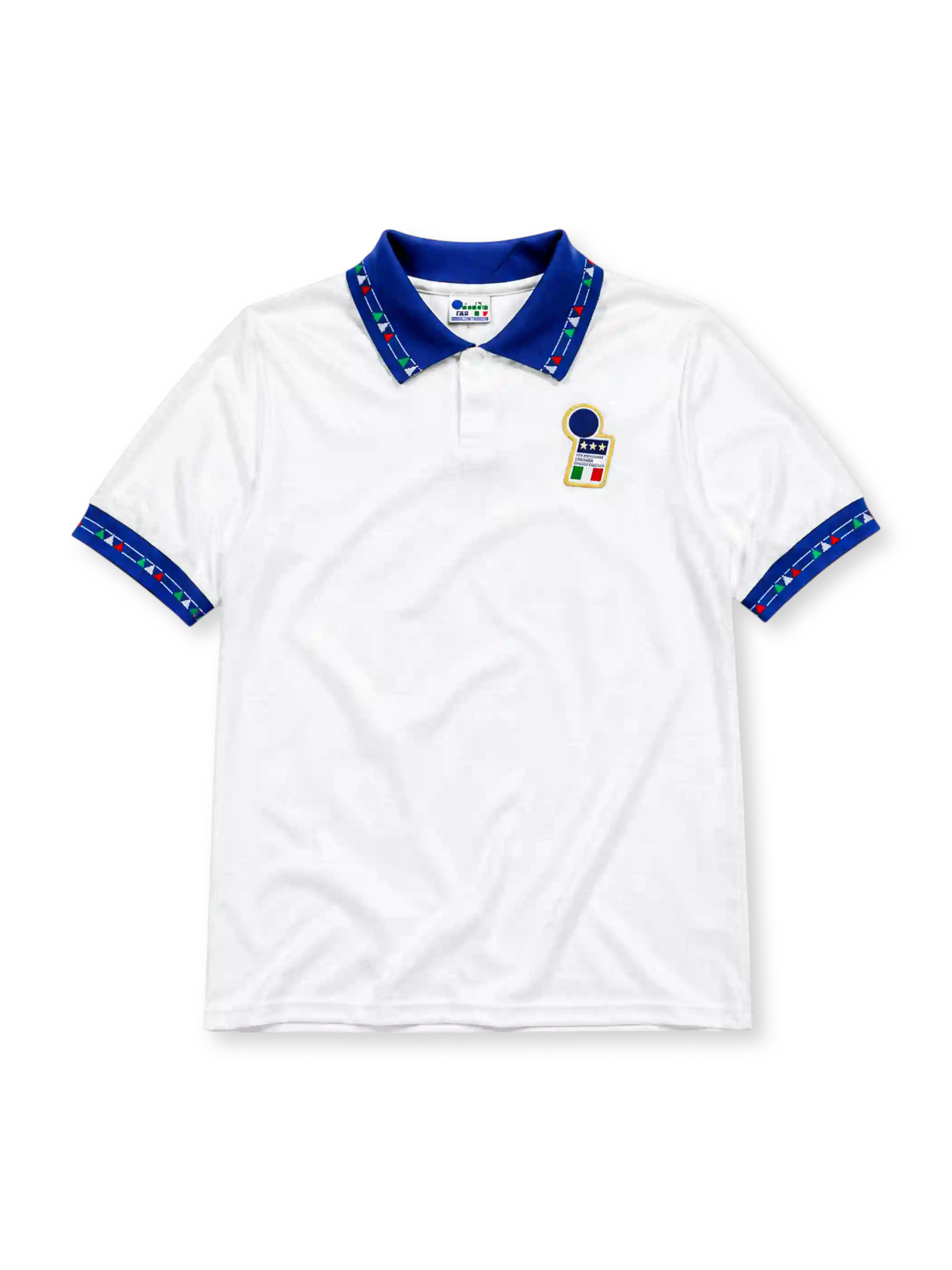 Italy 1994 away jersey in white with blue flag-motif collar