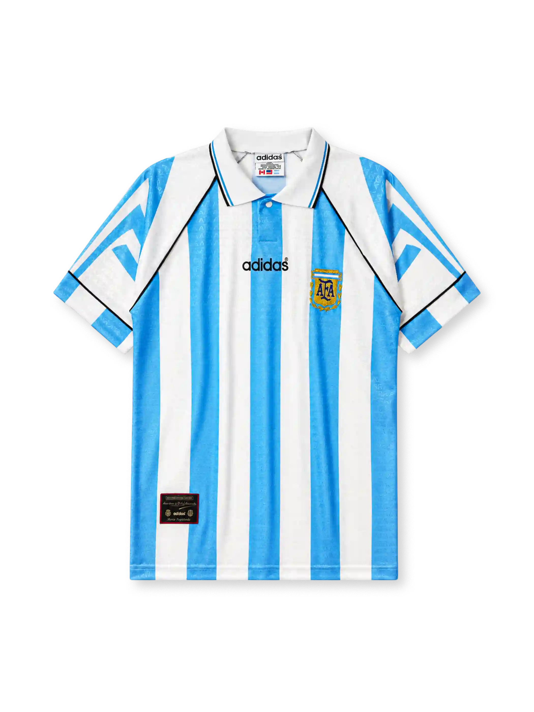 Argentina 1996-97 home jersey in sky blue and white stripes