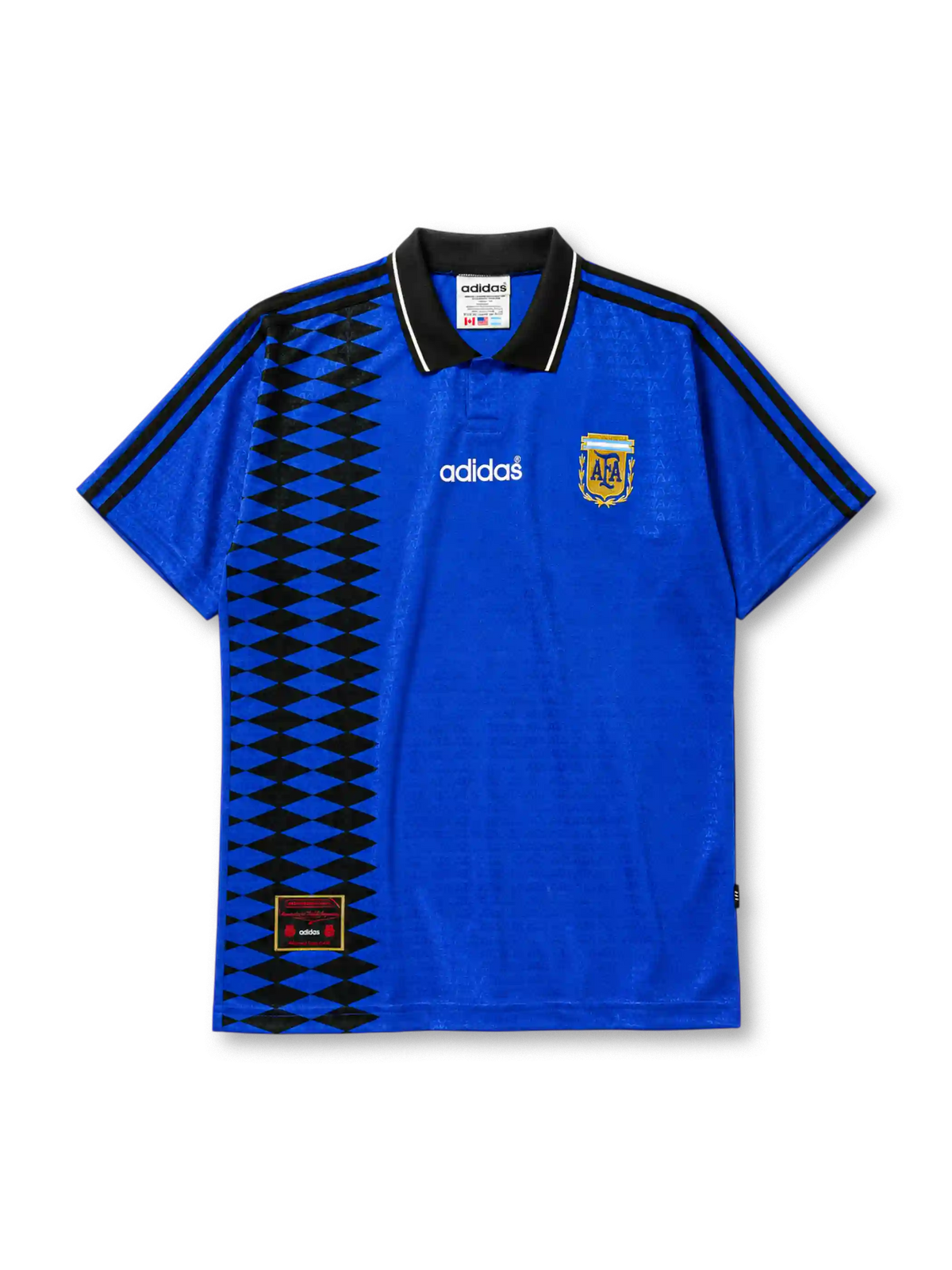 Argentina 1994 away jersey in blue with black diamond pattern