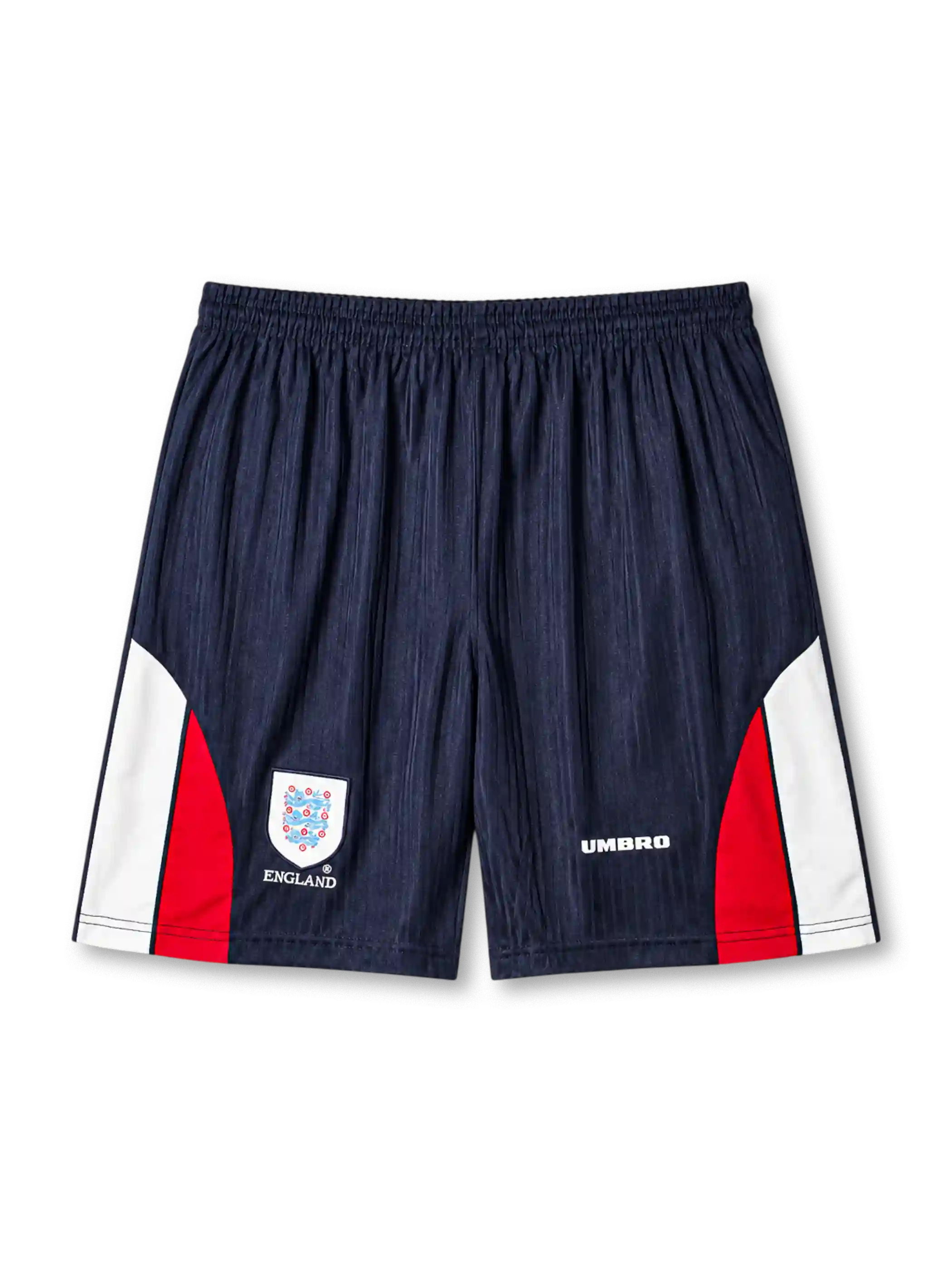 England 1998 home shorts in navy with red and white panels
