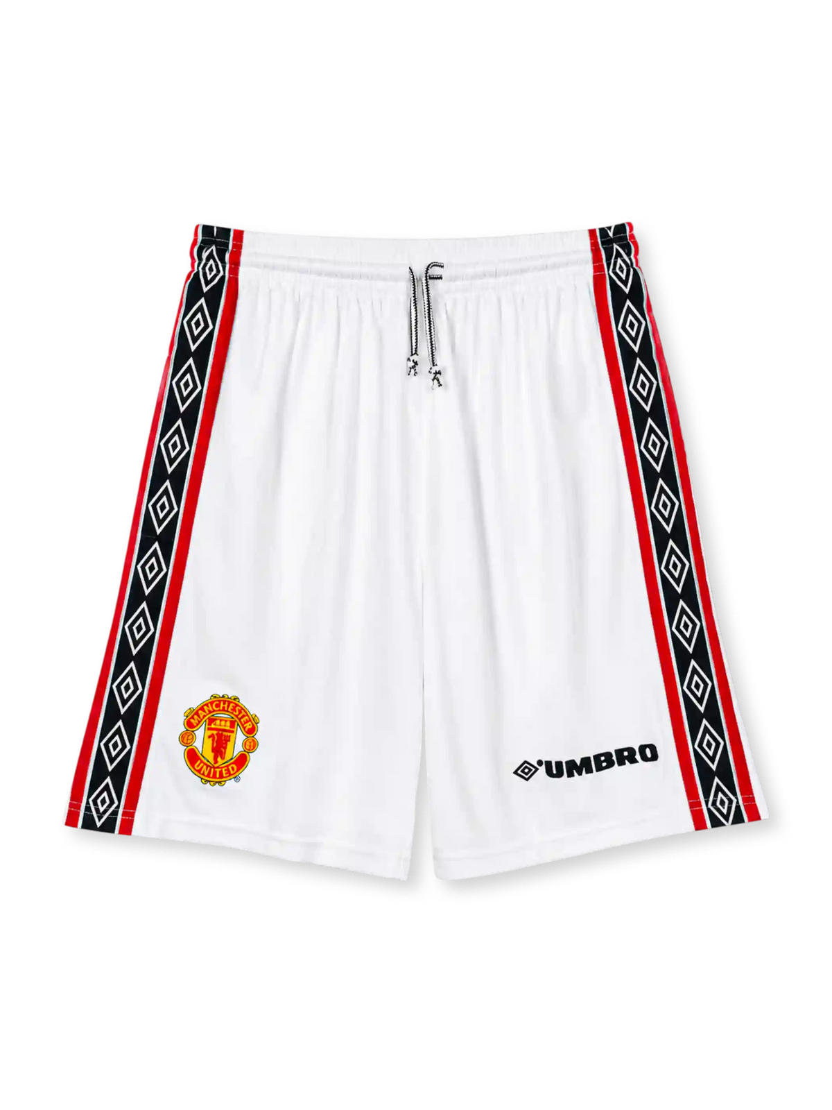 Manchester United 1998 home shorts with diamond side taping