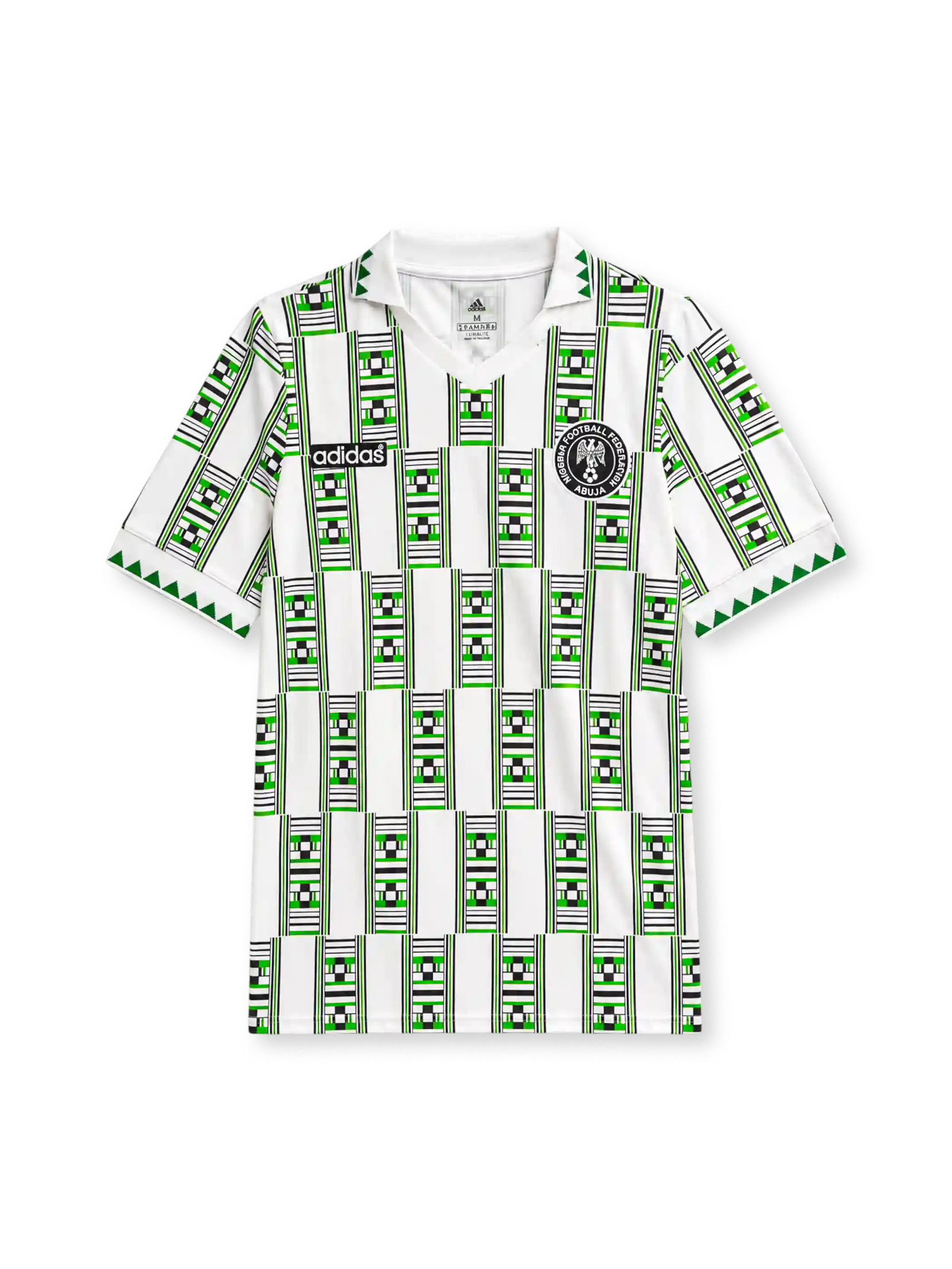 Nigeria 1994 away jersey with green and black geometric print