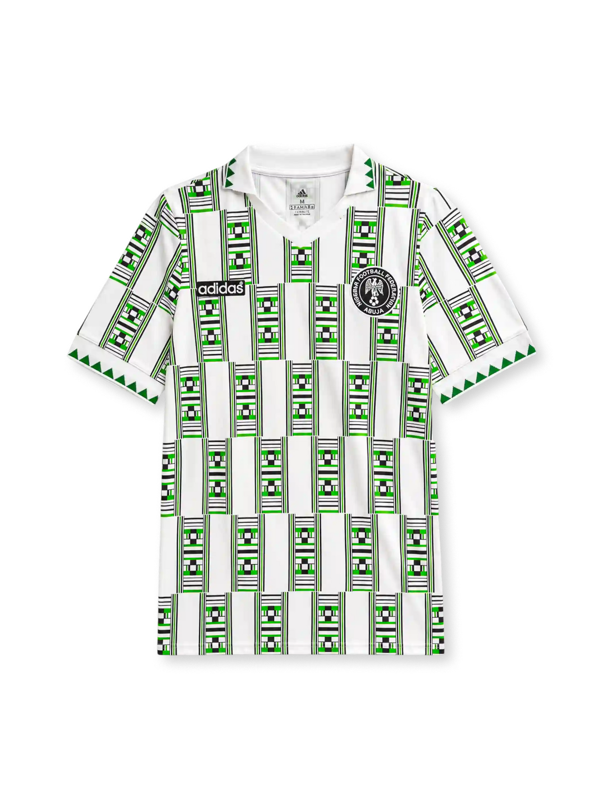 Nigeria 1994 away jersey with green and black geometric print