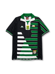 South Africa 1998 away jersey with black, green, and white diagonal design