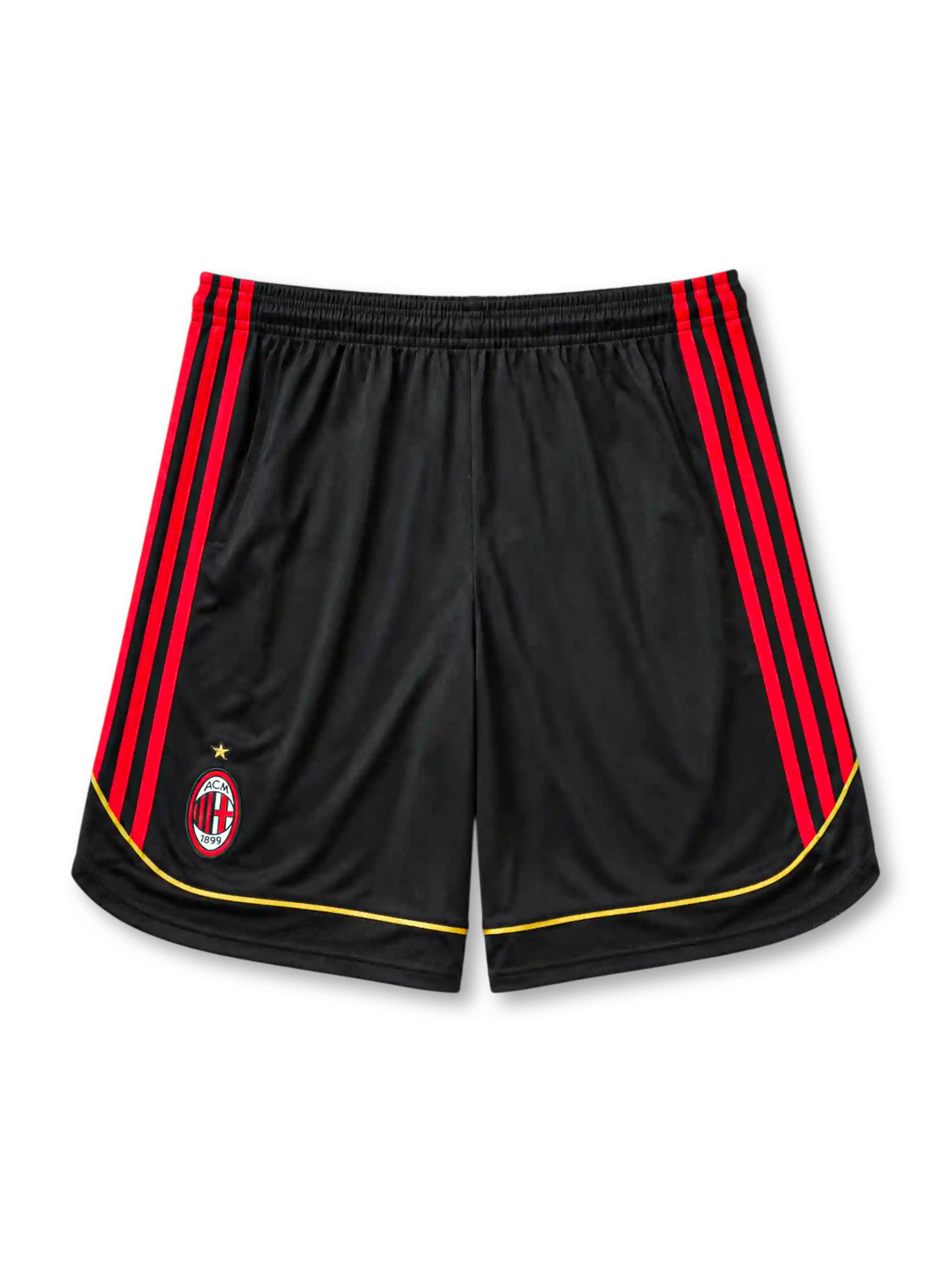 AC Milan 2006-07 home shorts in black with red side stripes