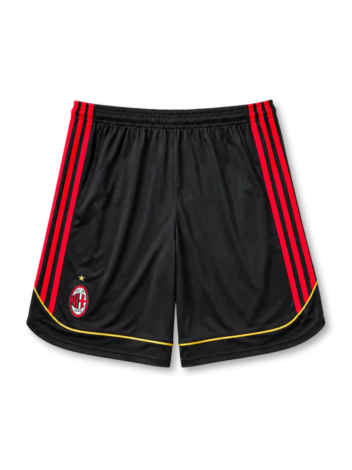 AC Milan 2006-07 home shorts in black with red side stripes