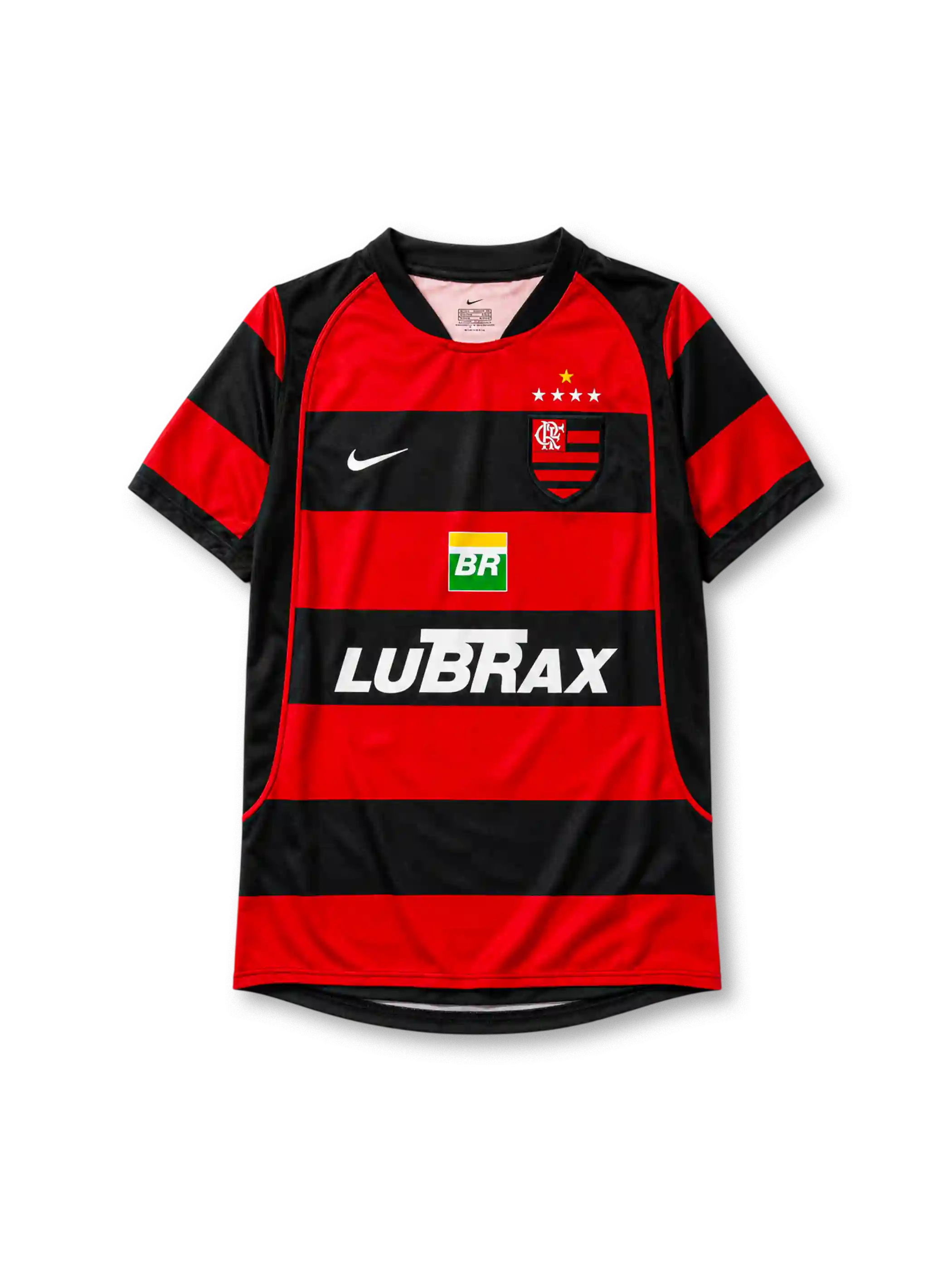Flamengo 2003-04 home jersey in red and black hoops