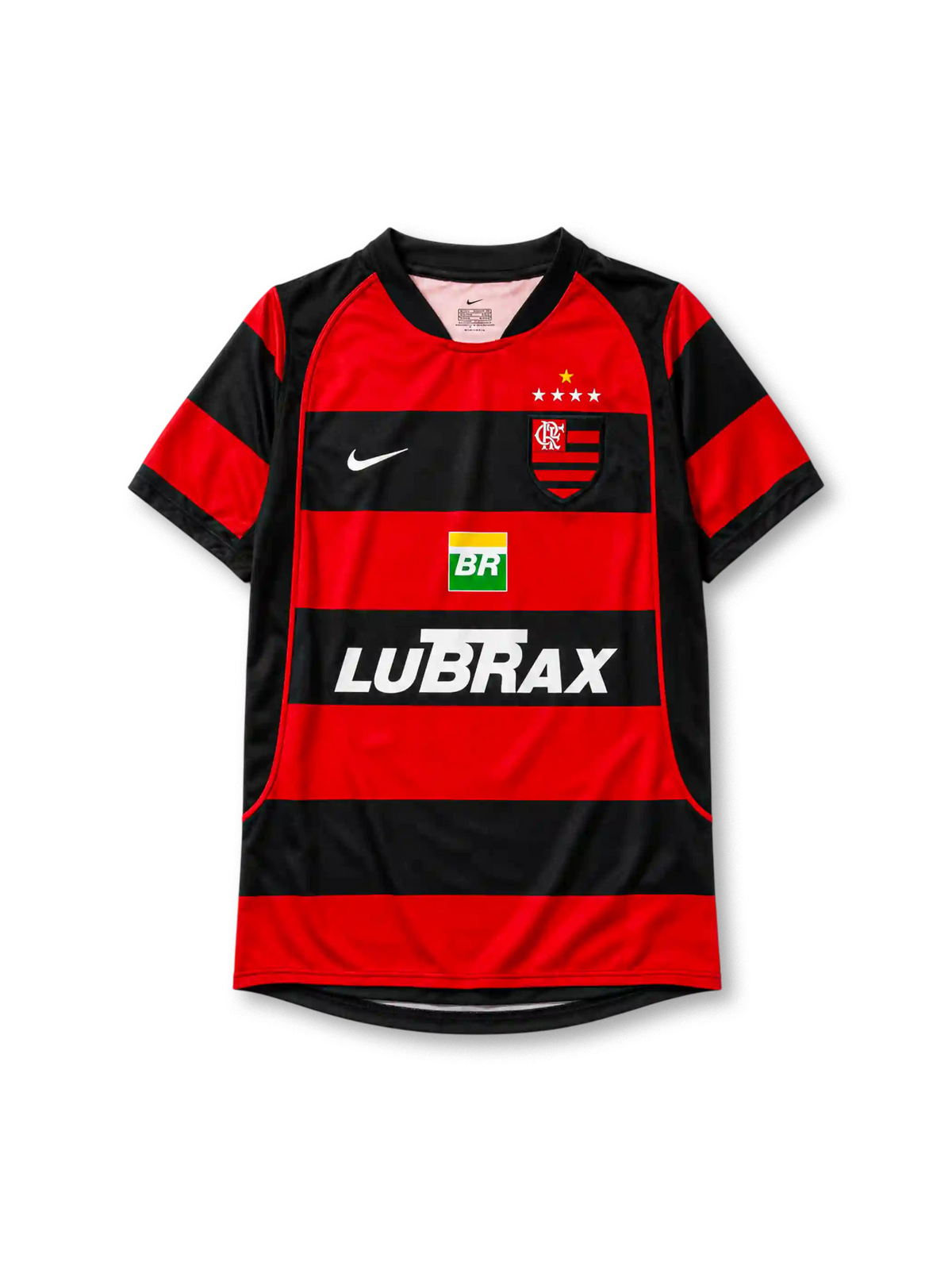 Flamengo 2003-04 home jersey in red and black hoops