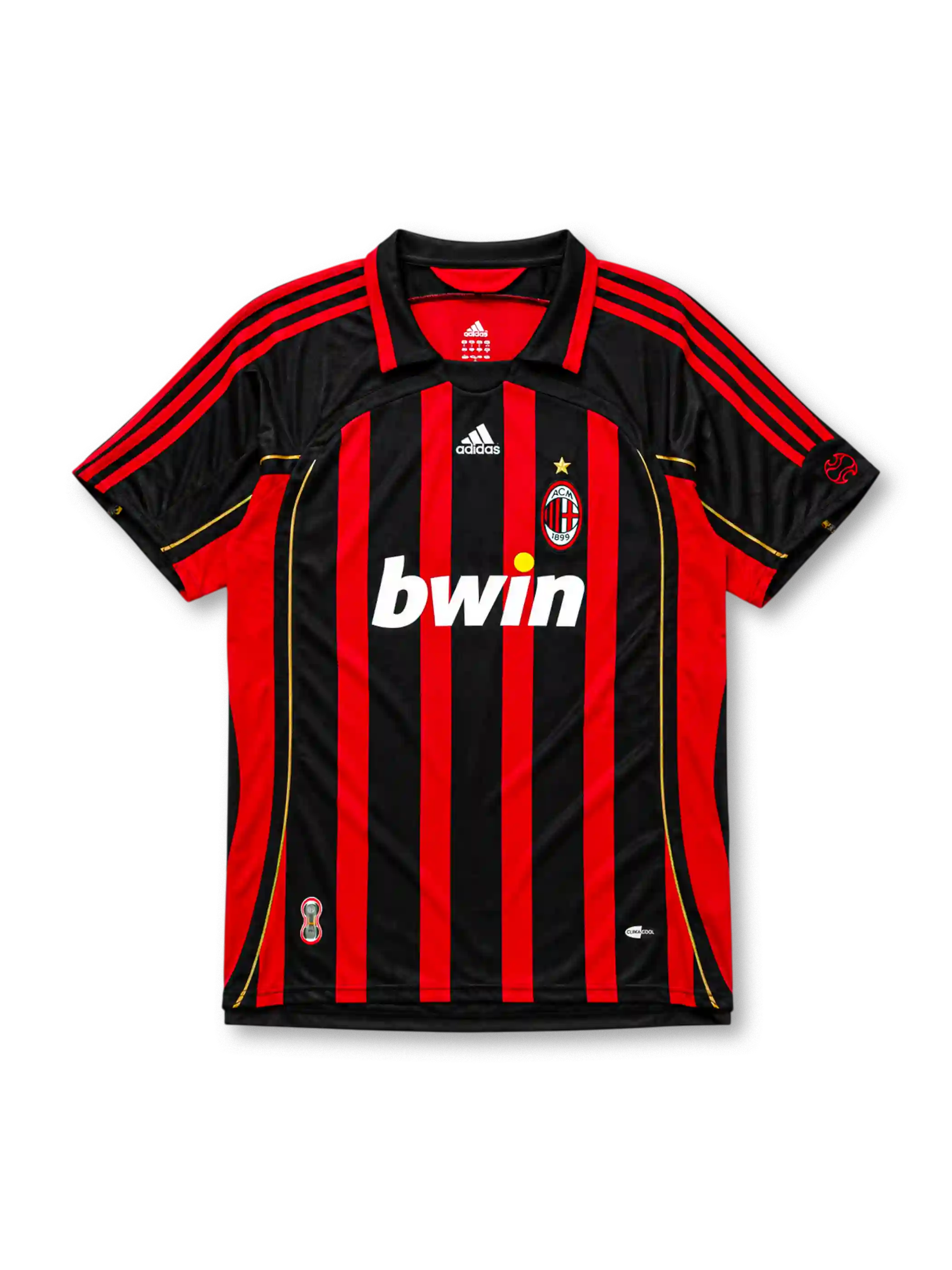 AC Milan 2006-07 home jersey in red and black with gold trim