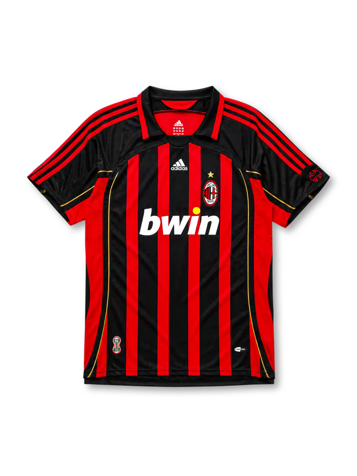 AC Milan 2006-07 home jersey in red and black with gold trim