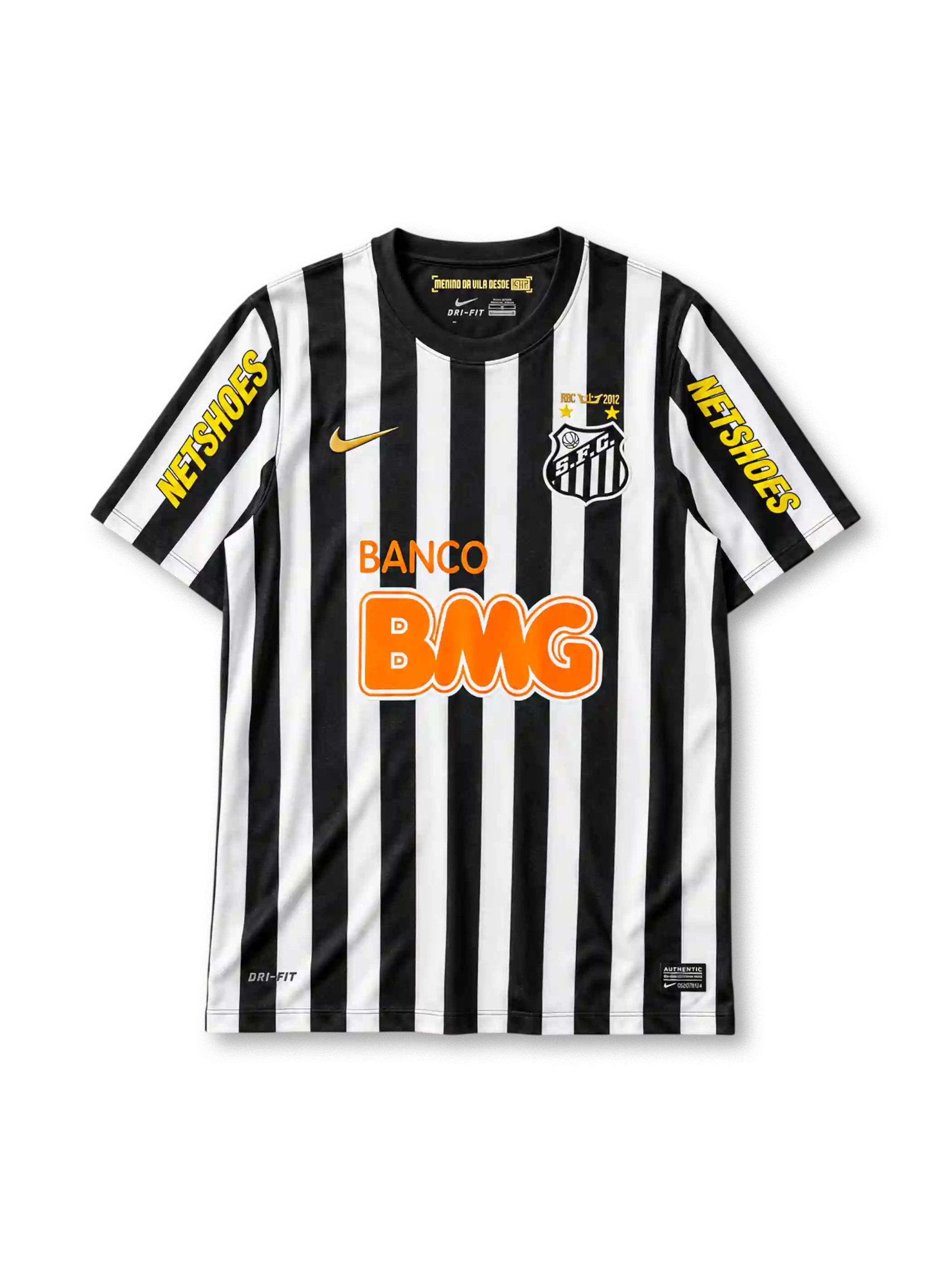 Santos FC 2013 away jersey in black and white stripes