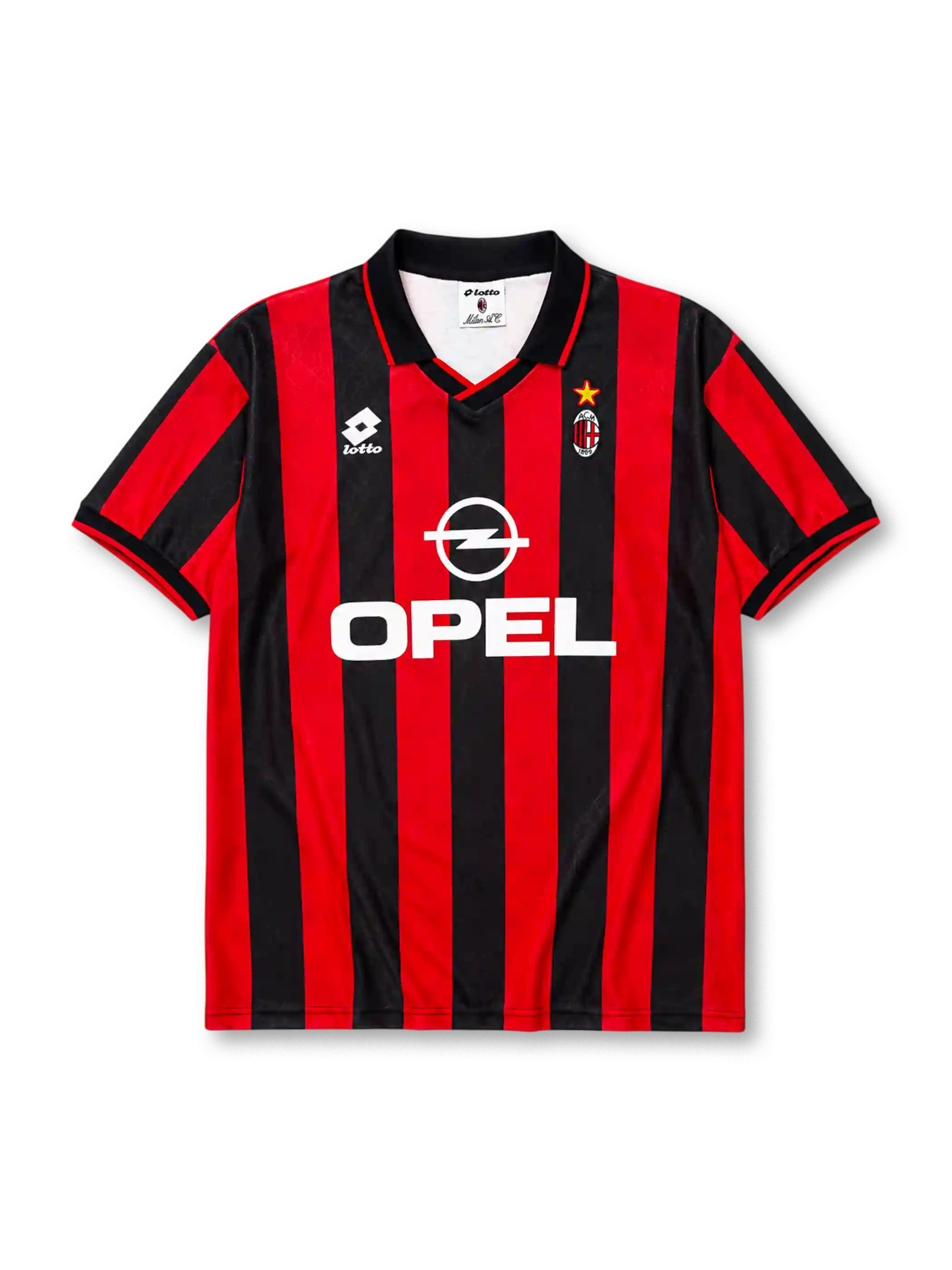 AC Milan 1995-96 home jersey in red and black stripes