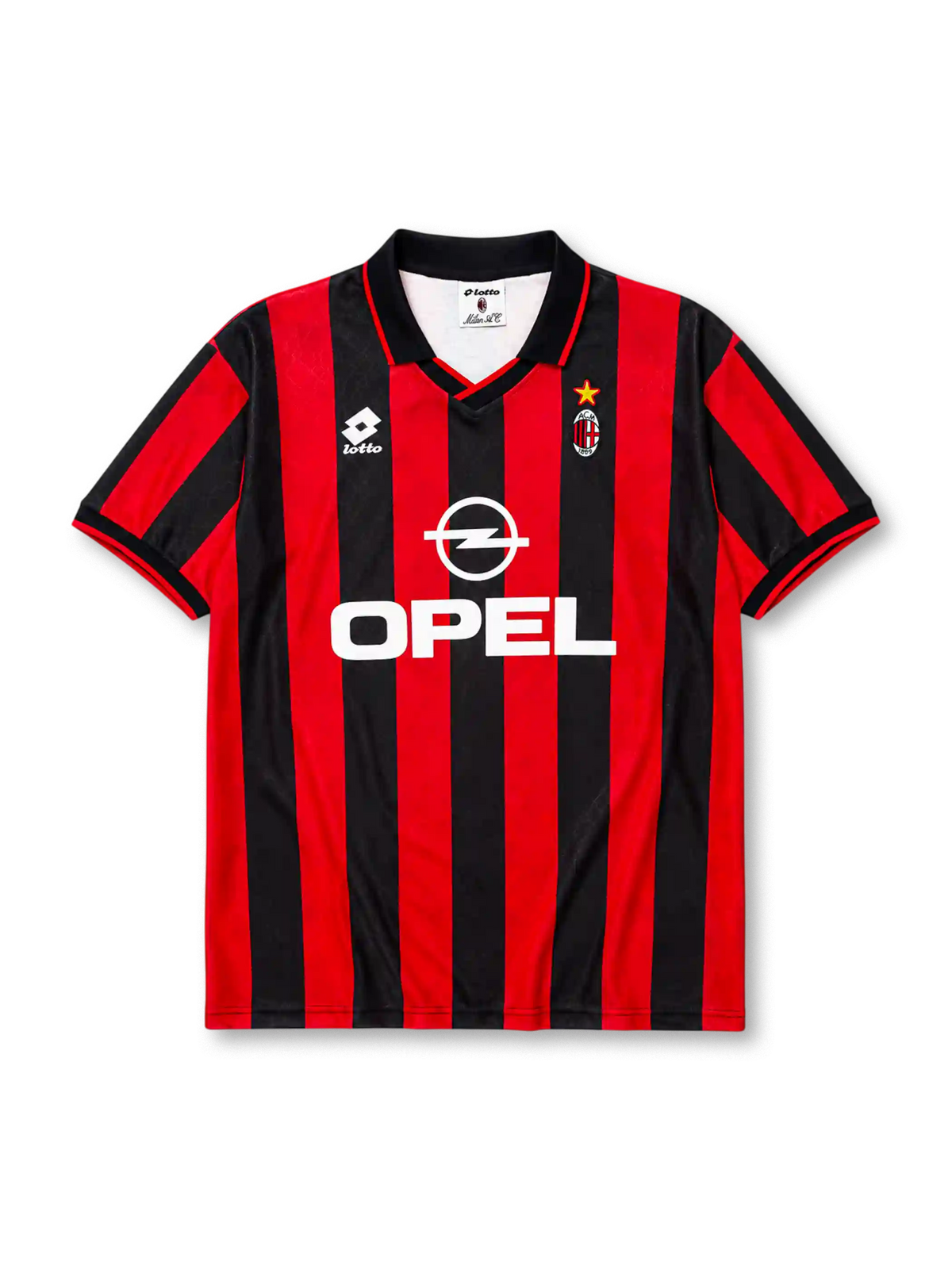 AC Milan 1995-96 home jersey in red and black stripes