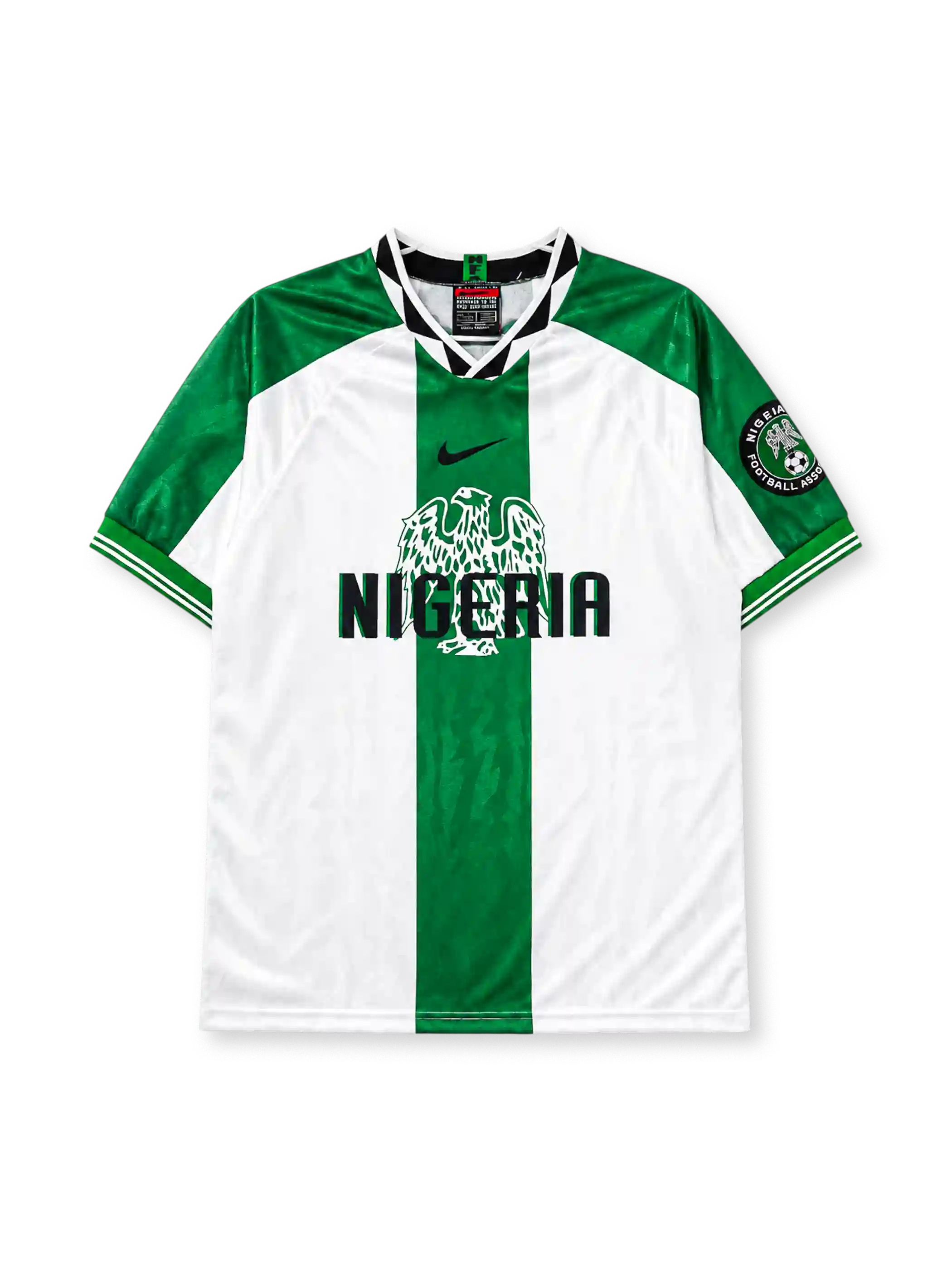 Nigeria 1996 away jersey in white with green center panel