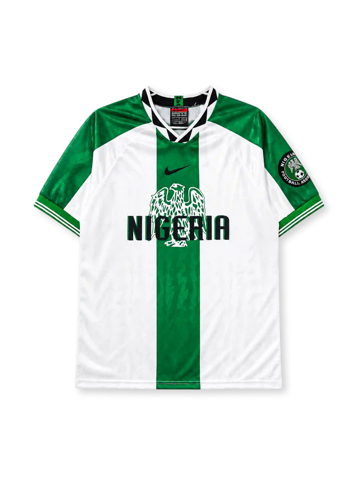 Nigeria 1996 away jersey in white with green center panel