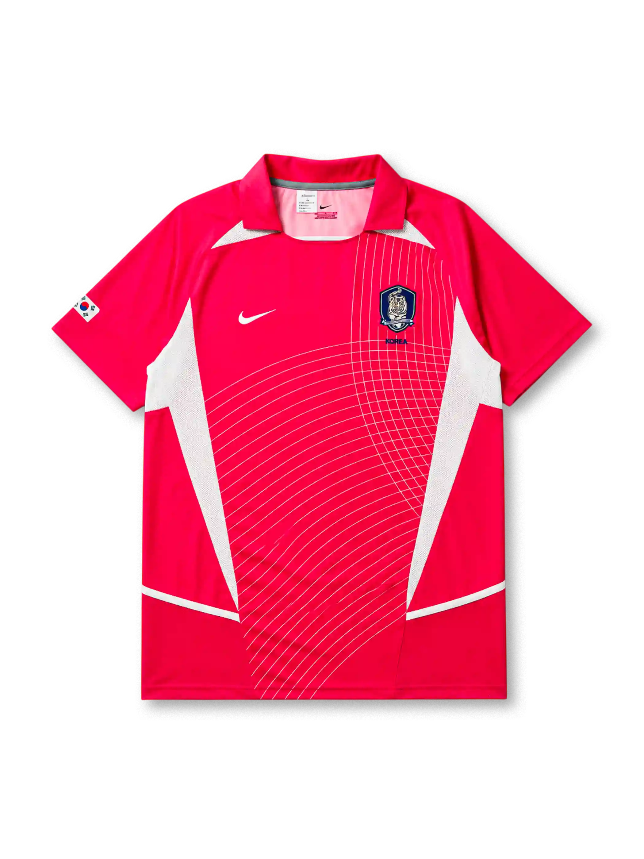 South Korea 2002-03 home jersey in red with curved line design