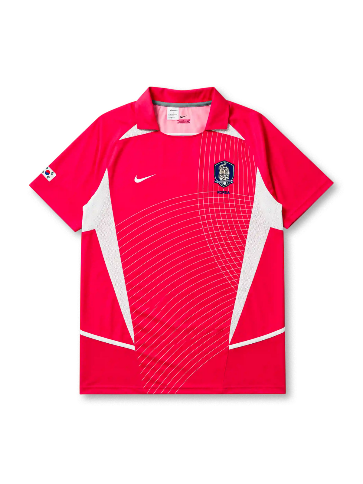 South Korea 2002-03 home jersey in red with curved line design