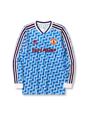 Manchester United 1990-92 long sleeve away jersey with blue flash pattern