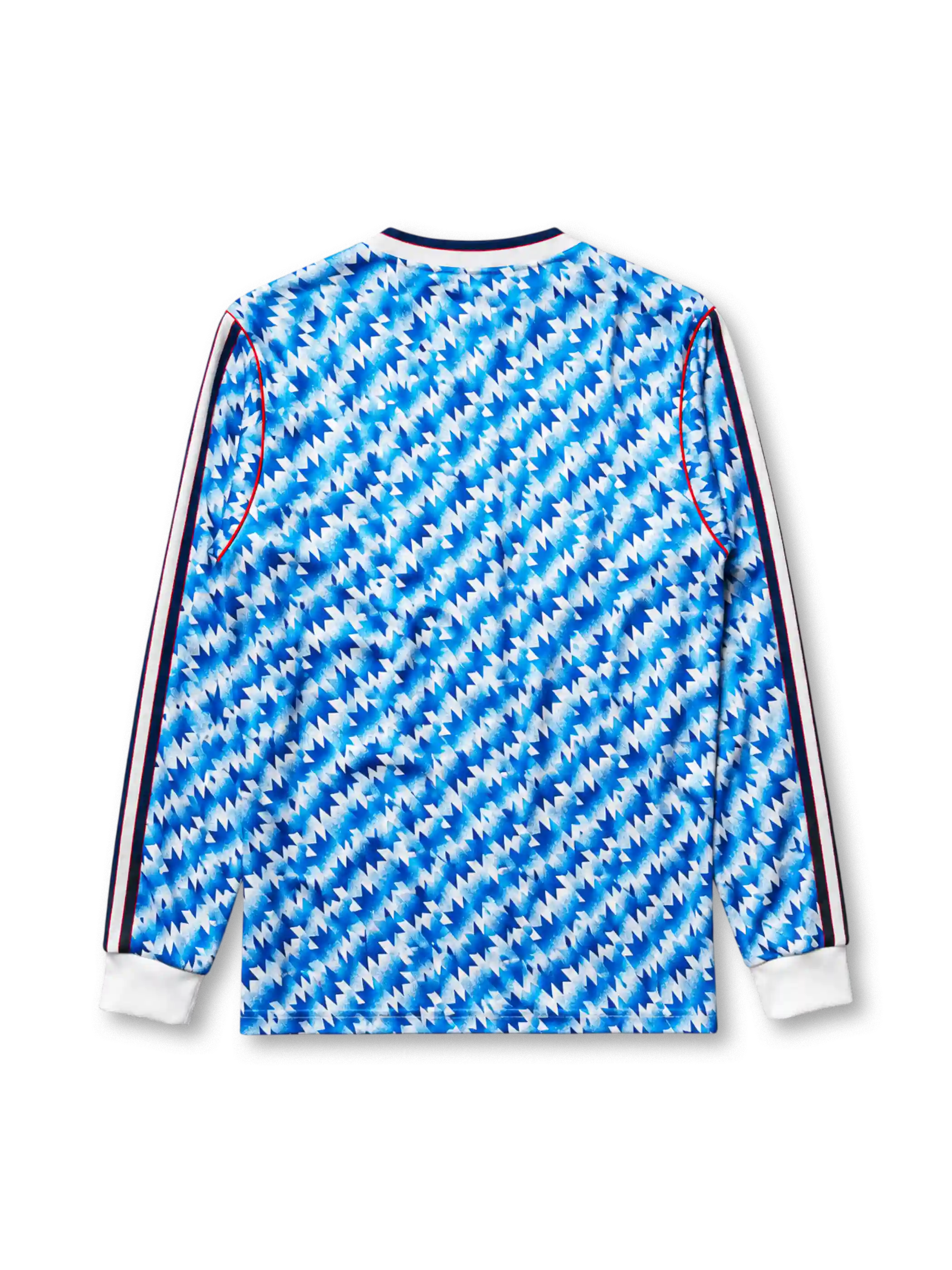 Manchester United 1990-92 long sleeve away jersey with blue flash pattern