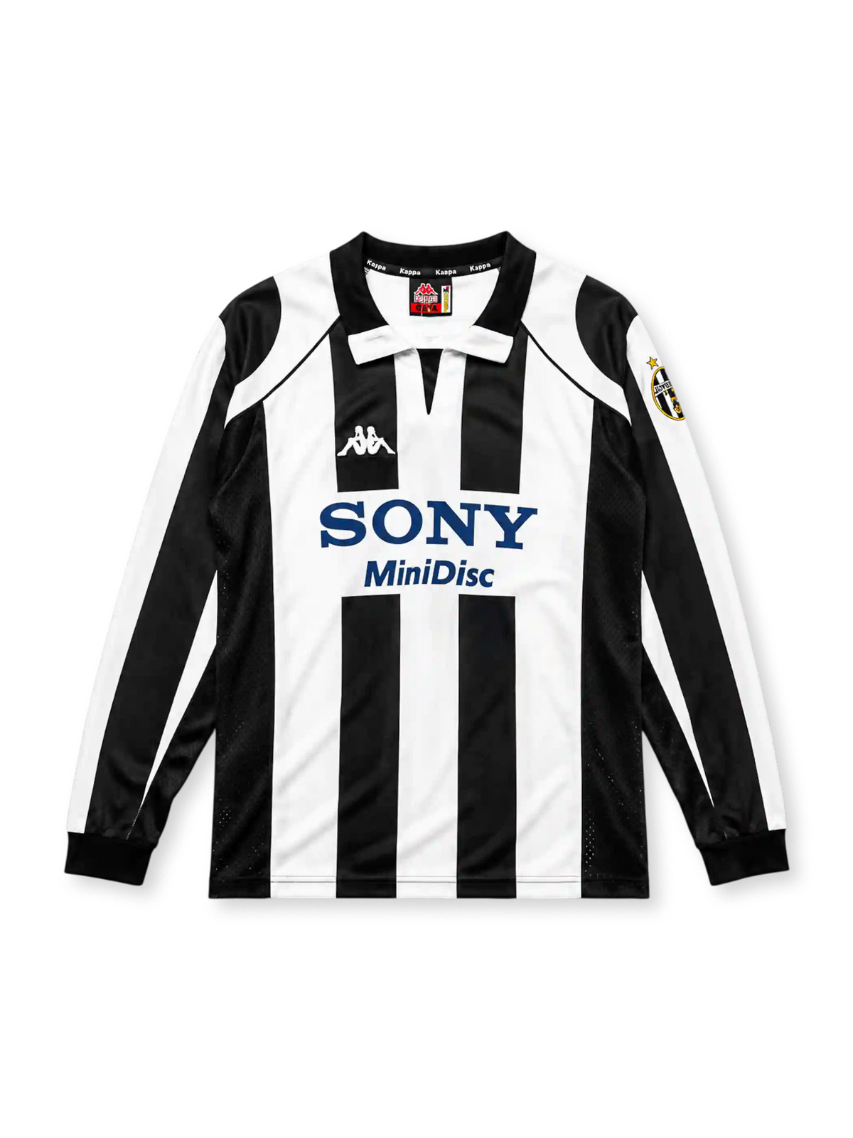 Juventus 1997-98 long sleeve home jersey in black and white stripes