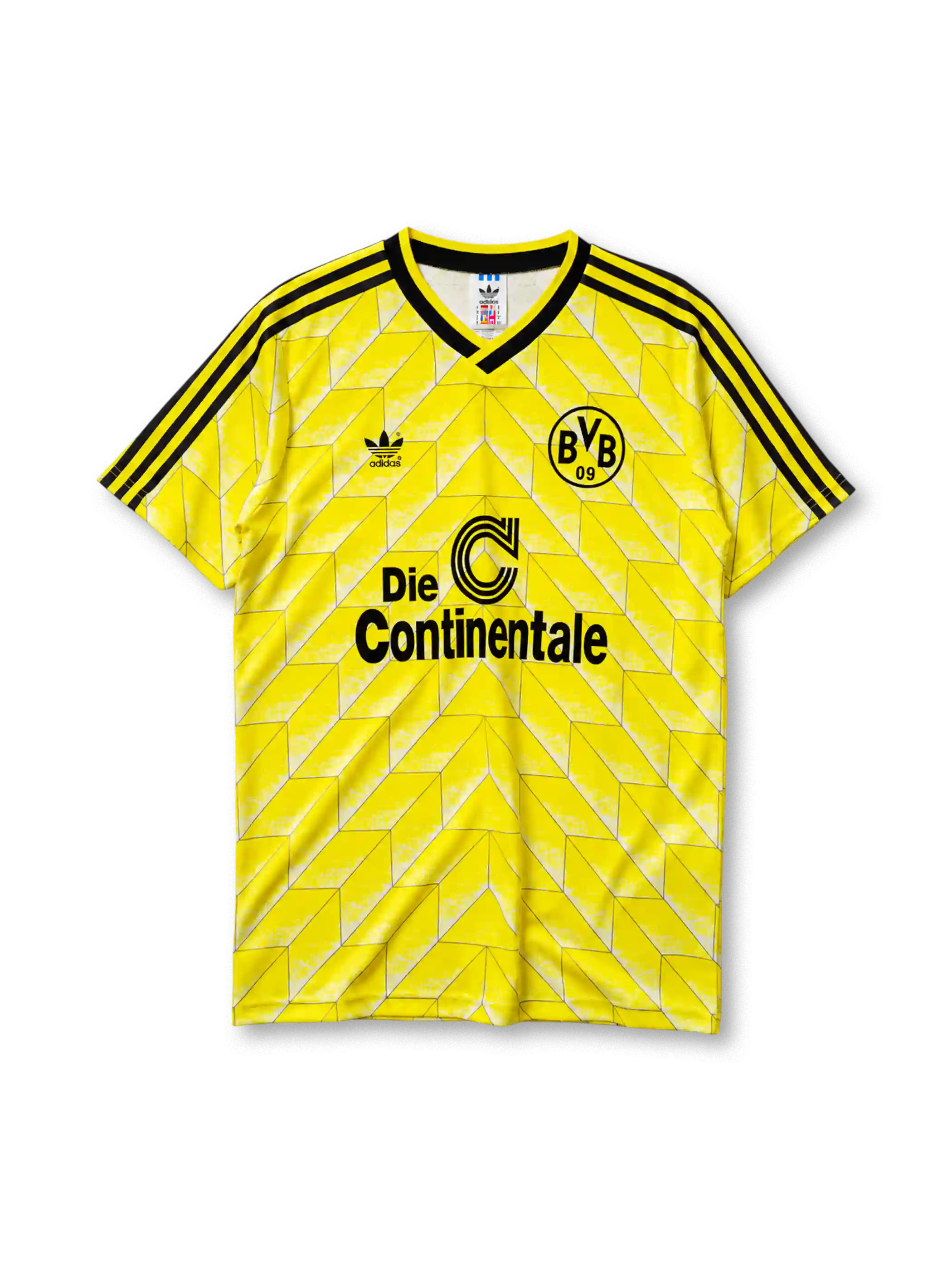 Borussia Dortmund 1988 home jersey with geometric chevron pattern