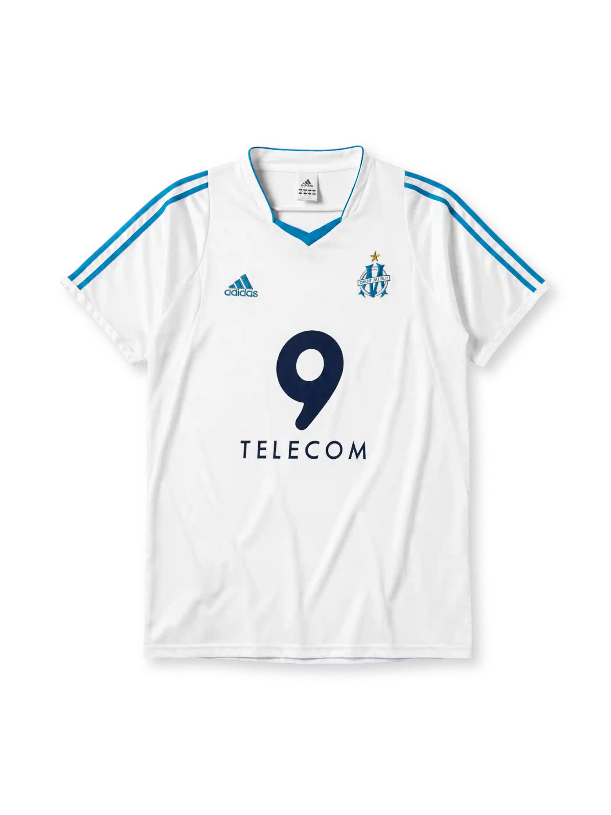 Olympique Marseille 2002-03 home jersey in white with blue stripes