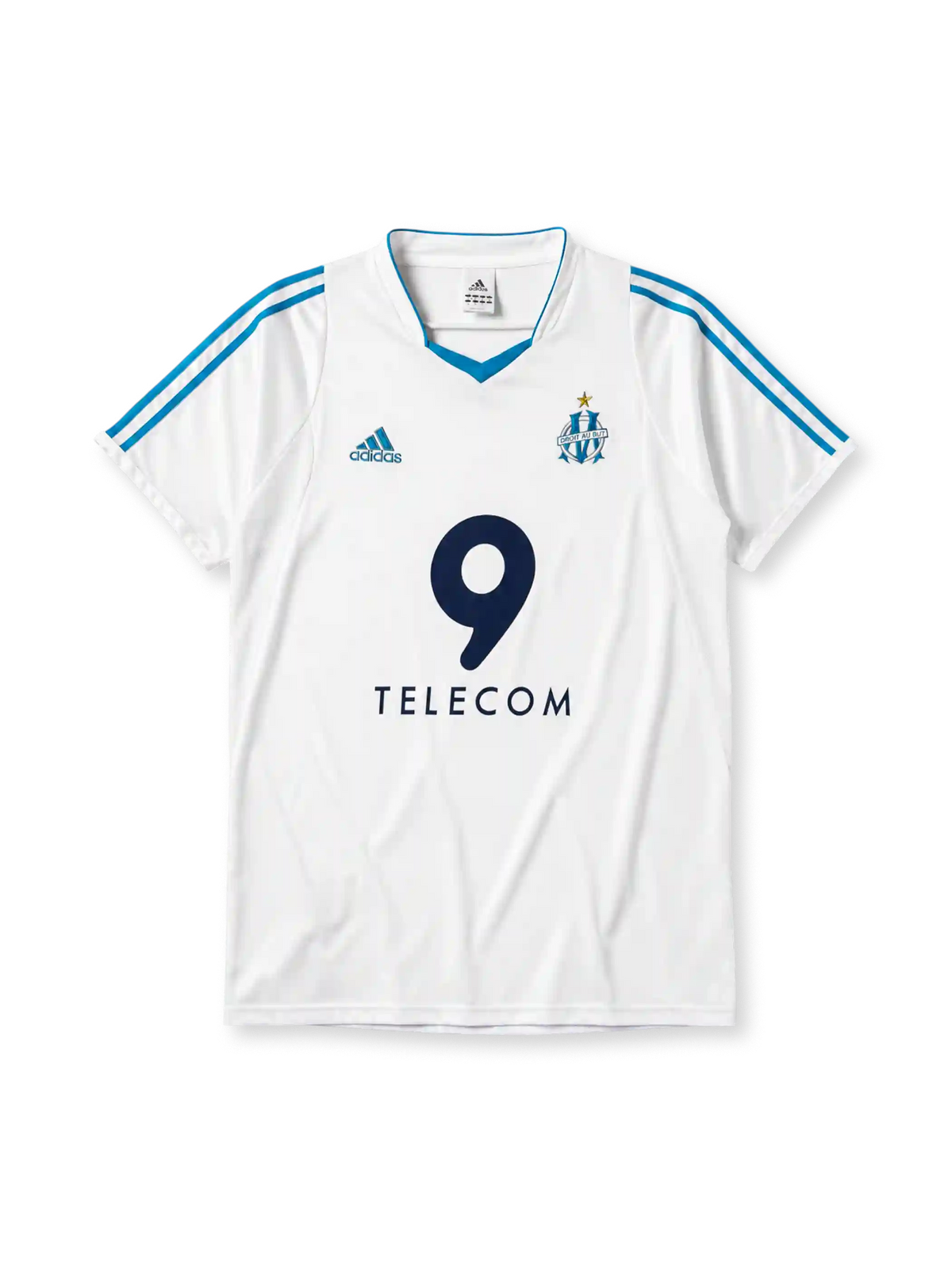 Olympique Marseille 2002-03 home jersey in white with blue stripes