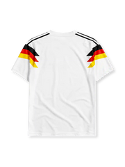 Germany 1990 home jersey with black, red, and gold chevron design