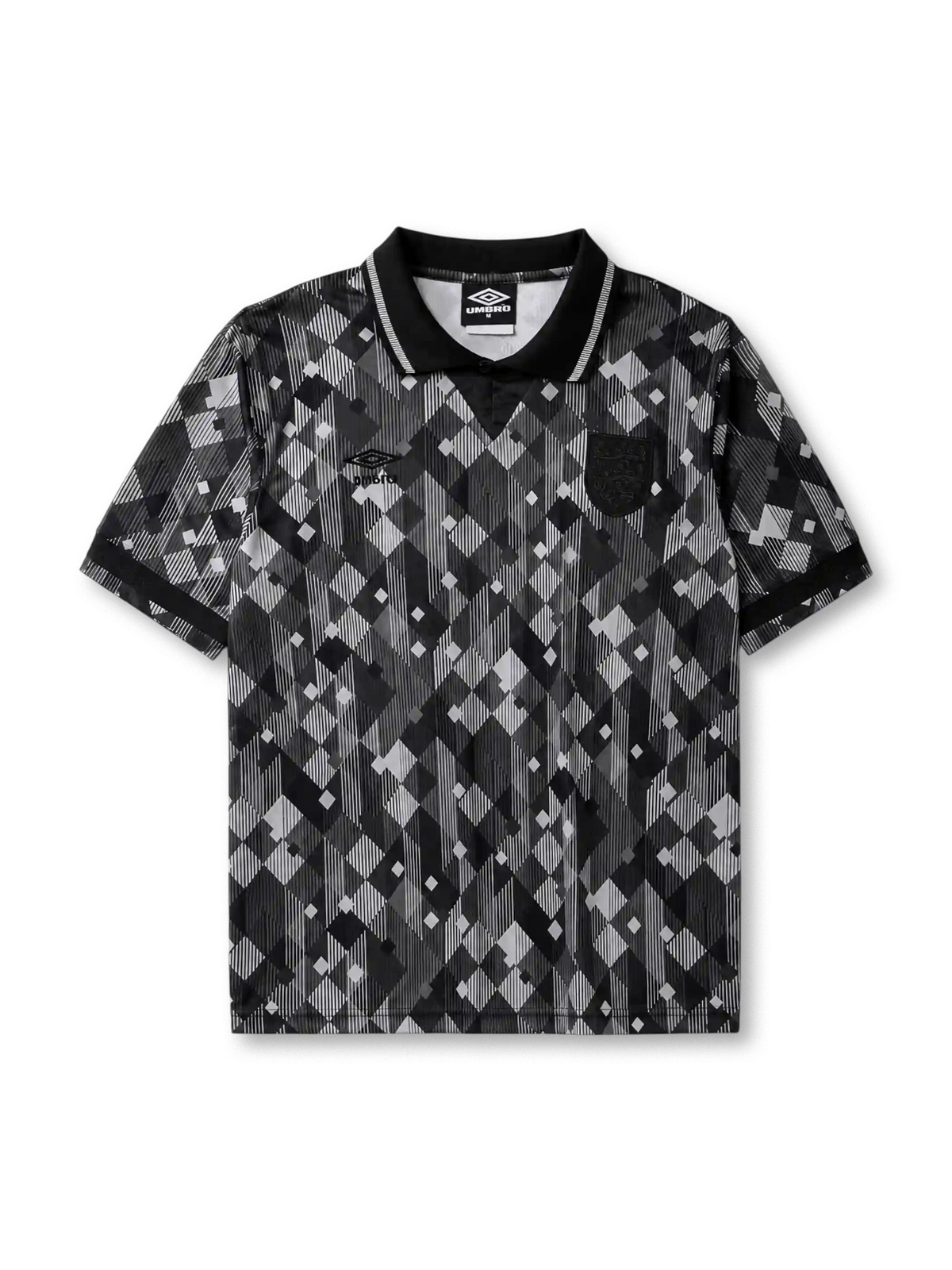 England 1990 blackout jersey with tonal geometric pattern