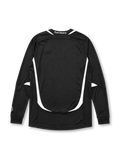 Real Madrid 2006-07 long sleeve third jersey, front view, black body with white side panels, adidas three-stripe long sleeve detailing, FIFA Fair Play emblem, adidas logo, club crest, BenQ Siemens sponsor logo, ribbed cuffs