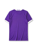 Real Madrid 2016-17 Champions League final away jersey, front view, purple body, white adidas three-stripe shoulder detailing, ringer collar and cuffs, Final Cardiff 2017 commemorative text, club crest, Fly Emirates sponsor logo, climacool label