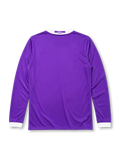 Real Madrid 2016-17 Champions League final away long sleeve jersey, front view, purple body, white adidas three-stripe long sleeve detailing, ringer collar and cuffs, Final Cardiff 2017 commemorative text, club crest, Fly Emirates sponsor logo, climacool label