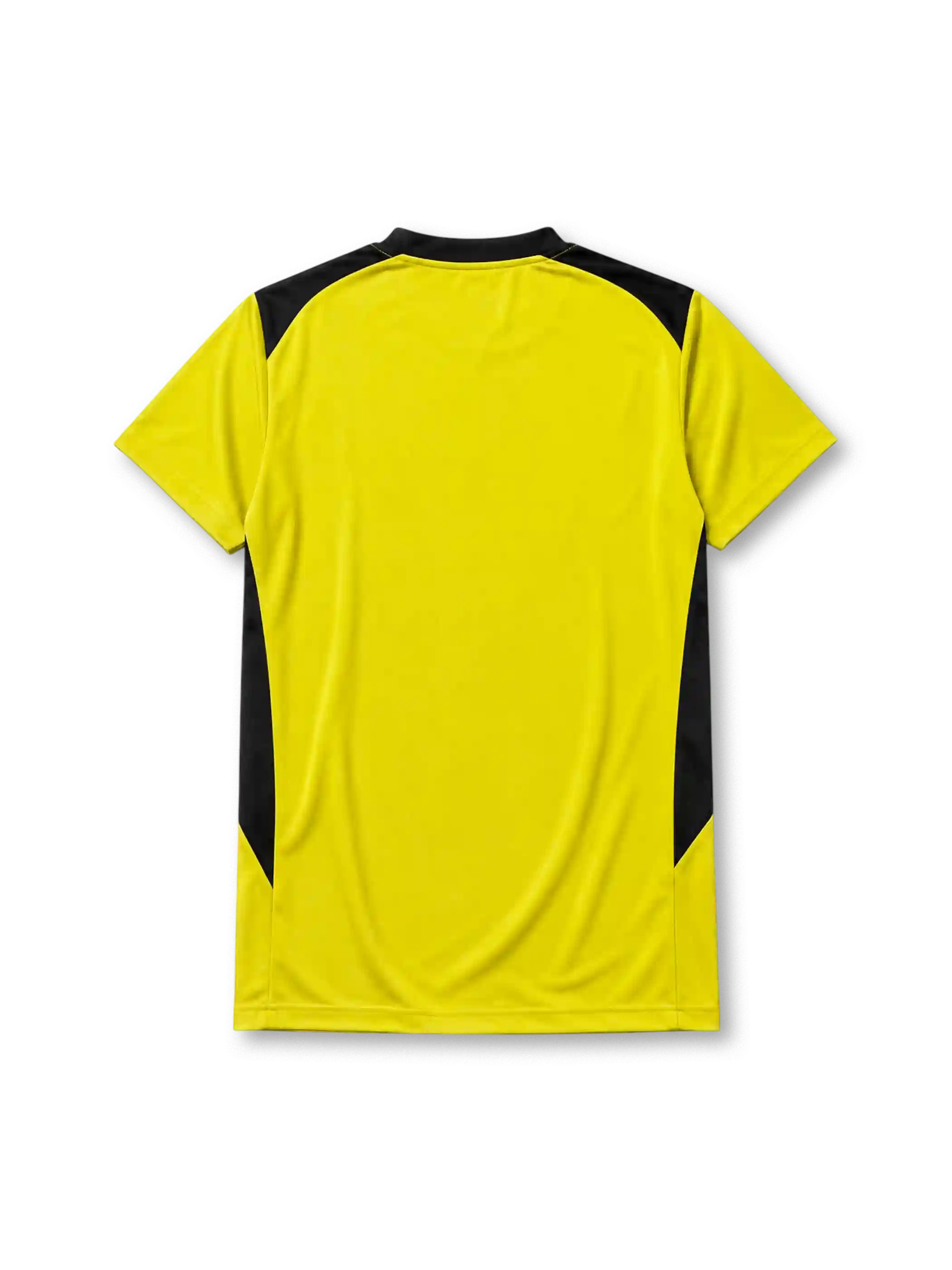 Liverpool 2004-05 away jersey, front view, yellow body with black honeycomb pattern, black V-neck collar, Reebok logo, club crest, Carlsberg sponsor logo