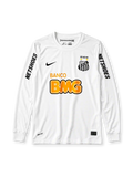 Santos FC 2012-13 white home long-sleeve retro football jersey with Banco BMG sponsor