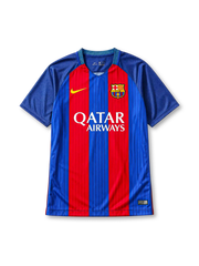 Barcelona 2016-17 blue red home retro football jersey with Qatar Airways sponsor