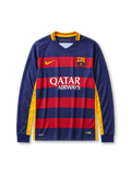 Barcelona 2015-16 navy garnet home long-sleeve retro football jersey with Qatar Airways sponsor