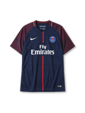 Paris Saint-Germain 2017-18 navy home retro football jersey with Fly Emirates sponsor