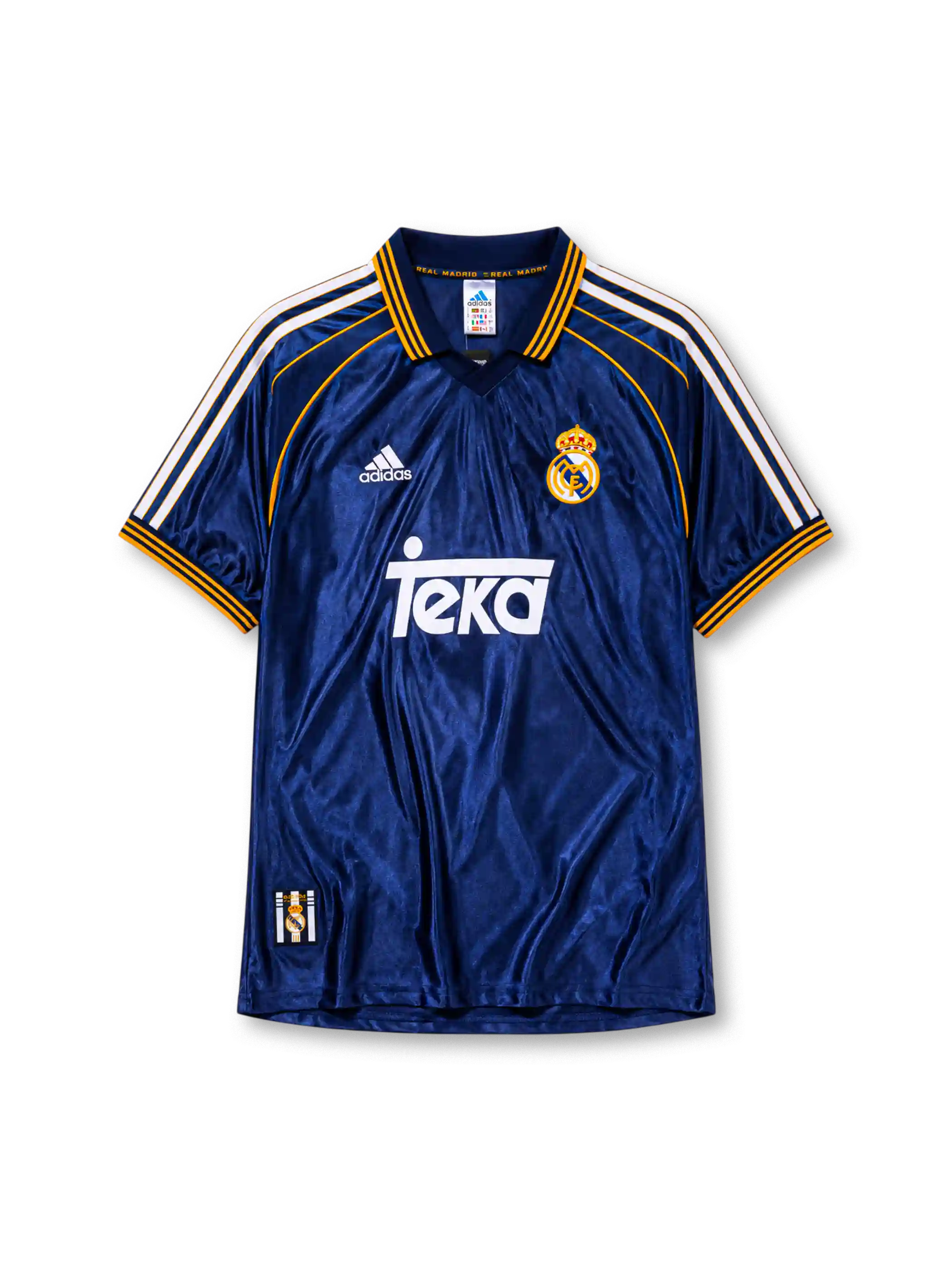 Real Madrid 1998-00 royal blue third retro football jersey with Teka sponsor