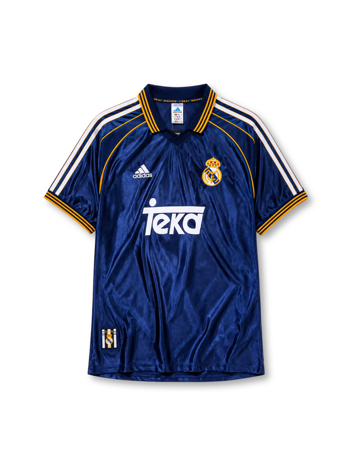 Real Madrid 1998-00 royal blue third retro football jersey with Teka sponsor