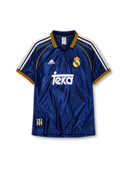 Real Madrid 1998-00 royal blue third retro football jersey with Teka sponsor