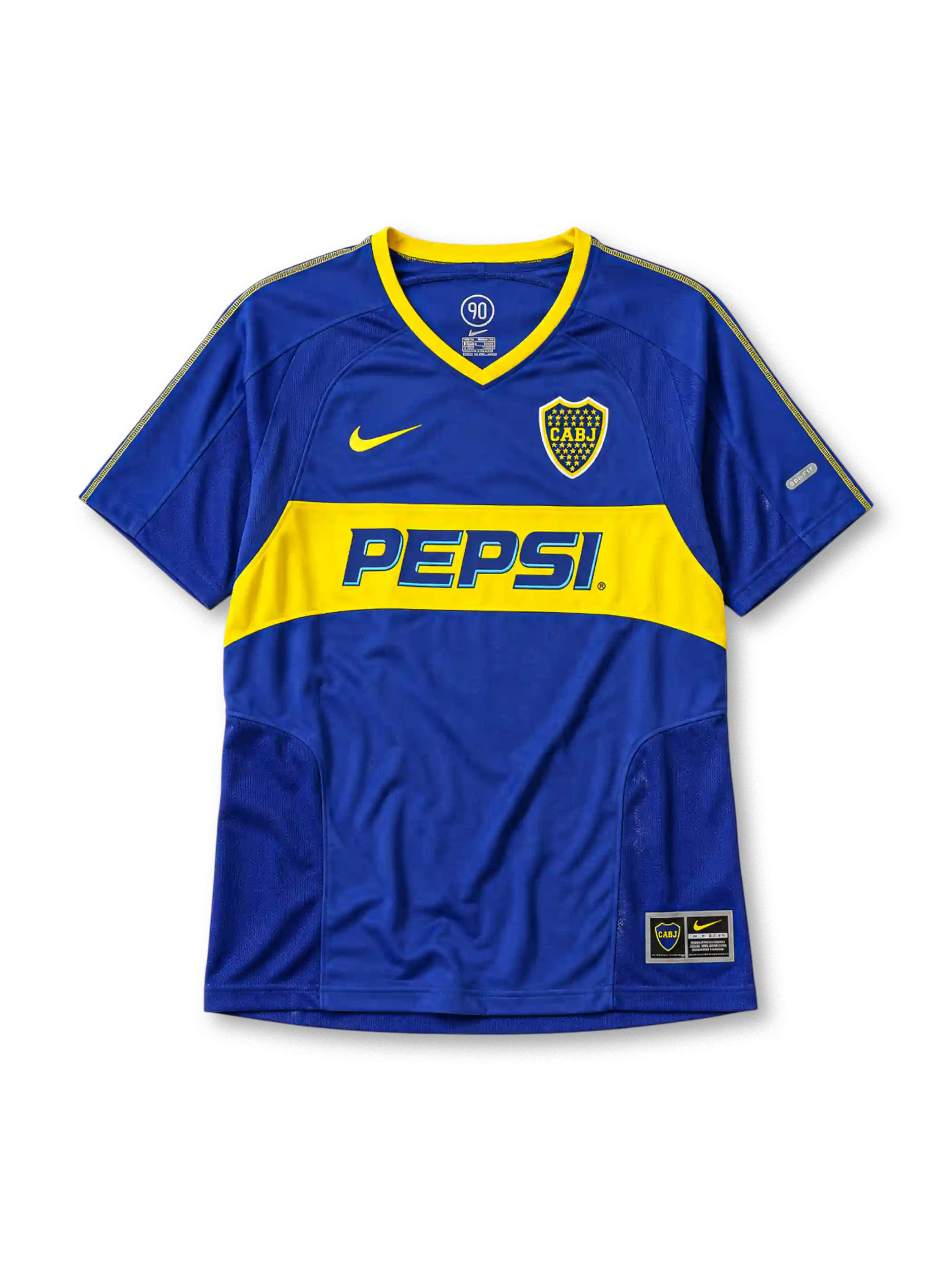 Boca Juniors 2003-04 blue yellow home retro football jersey with Pepsi sponsor