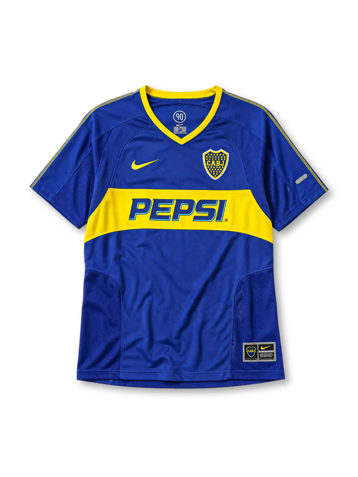 Boca Juniors 2003-04 blue yellow home retro football jersey with Pepsi sponsor