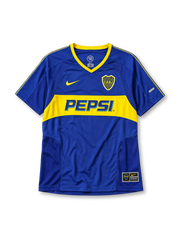 Boca Juniors 2003-04 blue yellow home retro football jersey with Pepsi sponsor