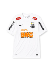 Santos FC 2013 white home retro football jersey with Banco BMG Seara sponsors